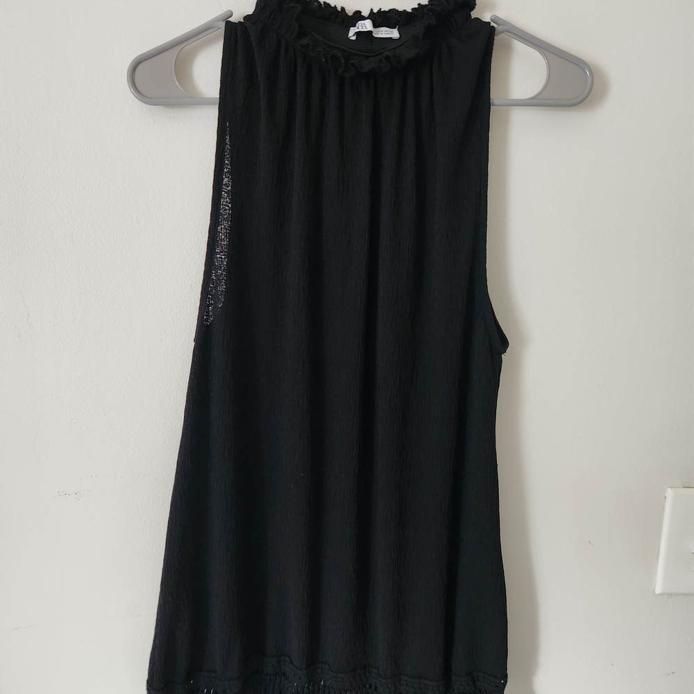 Zara Elegant Black Ruffle Neck Blouse
